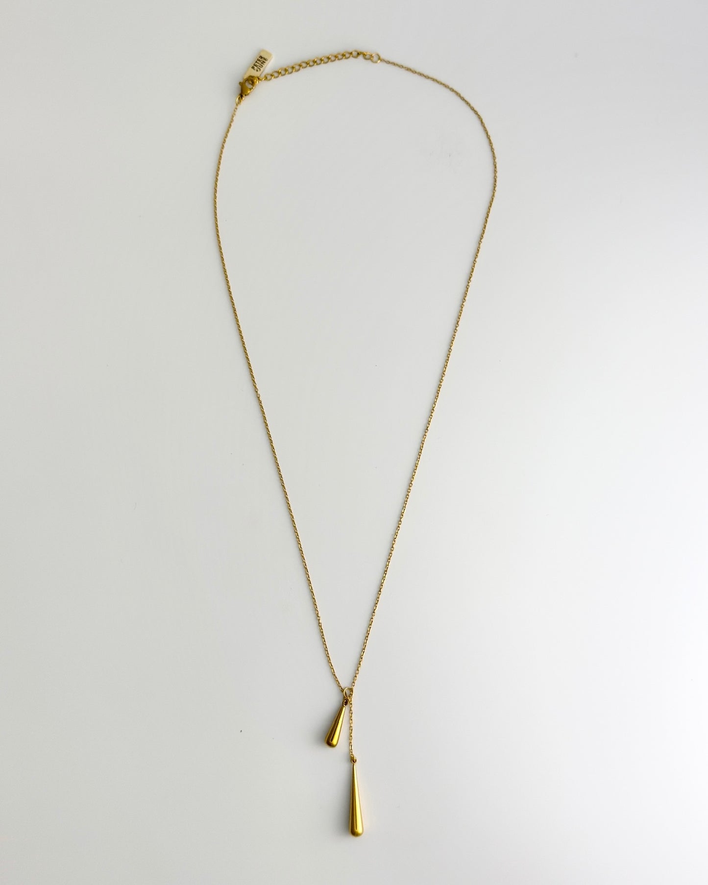 18K Gold Plate Tear Drop Thread Necklace