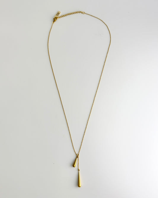 18K Gold Plate Tear Drop Thread Necklace
