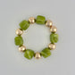 Gold & Olive Stretch Bracelet