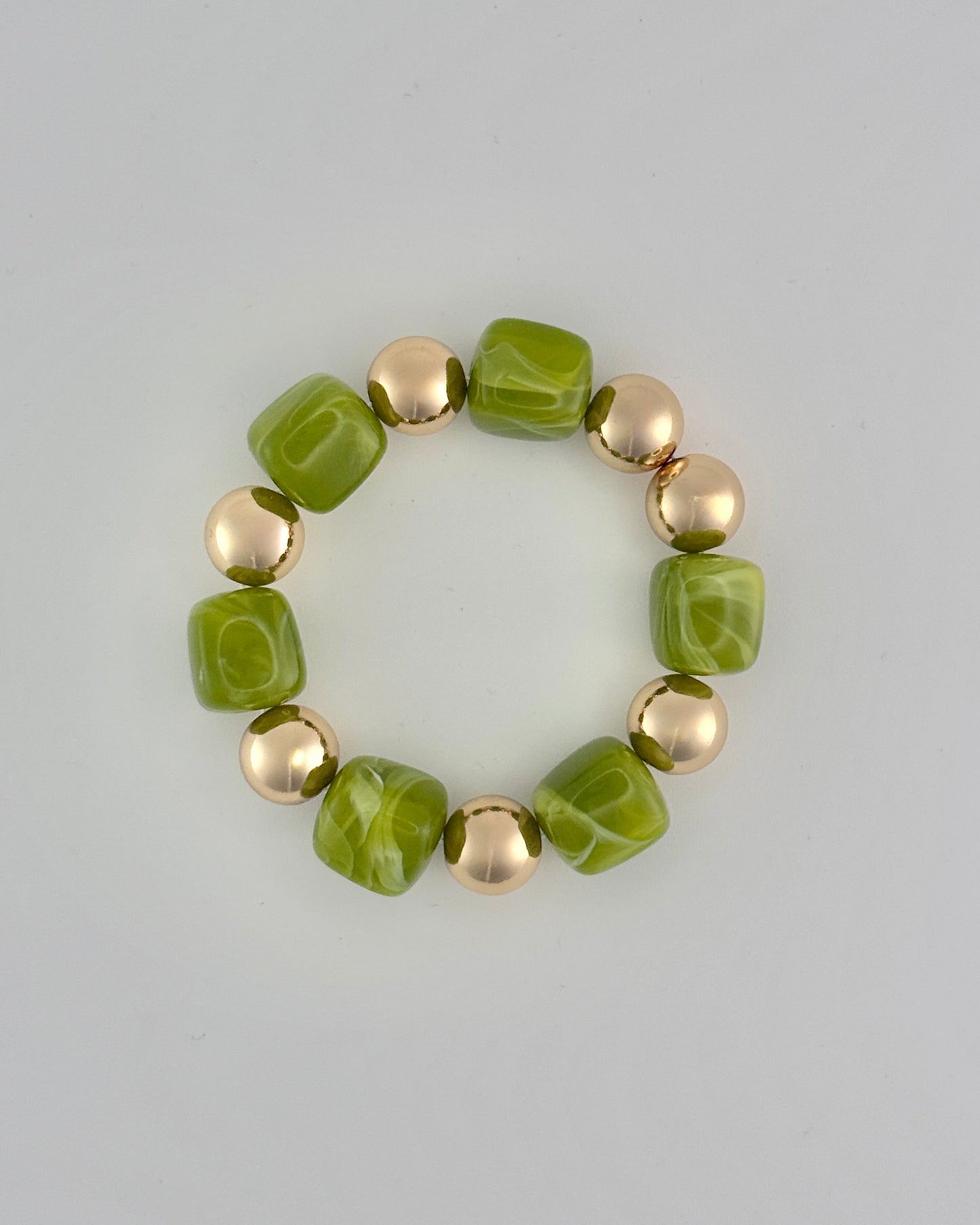 Gold & Olive Stretch Bracelet