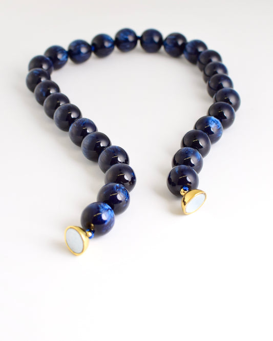 Navy Round Bead Necklace