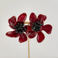 Resin Flower Statement Earrings - Red