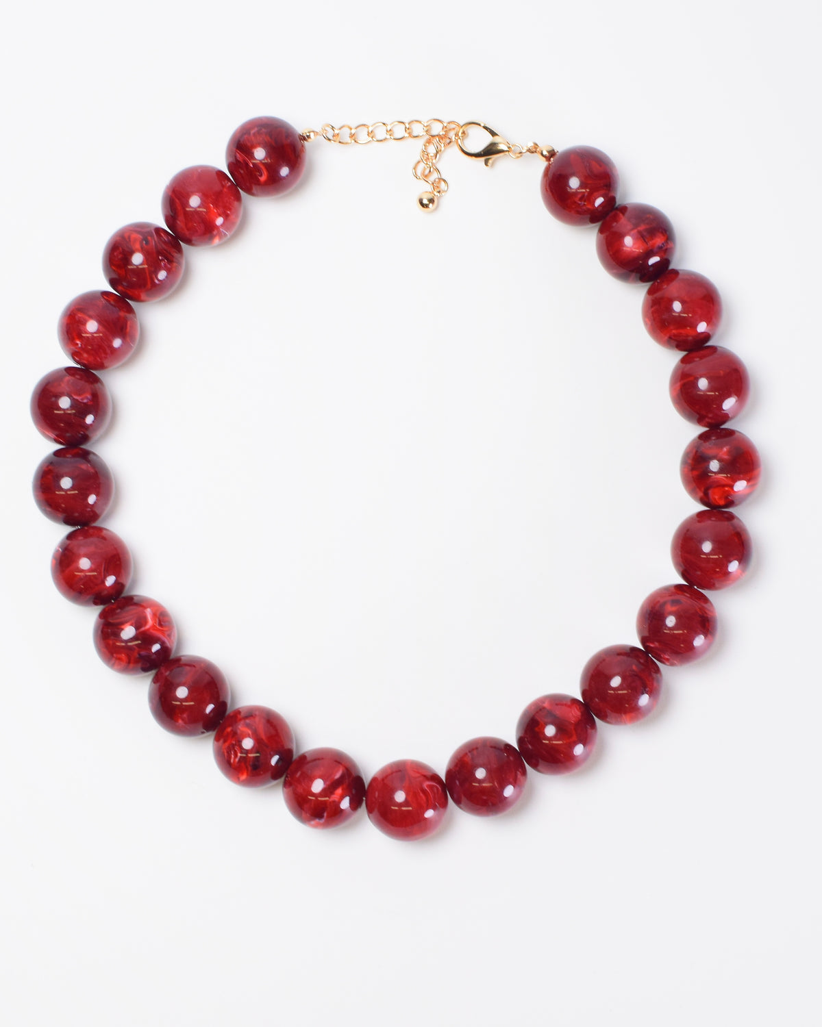 Round Beaded Necklace - Burgundy