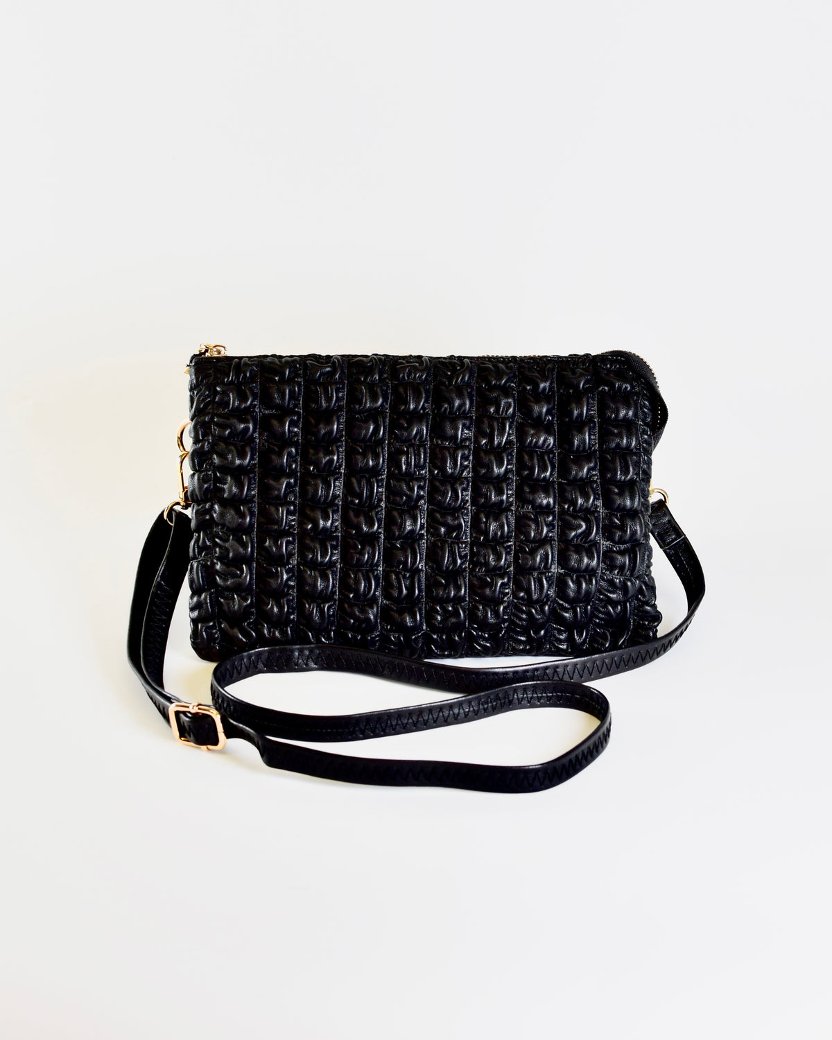 Izzy Bubble Puffer Crossbody Bag - Black