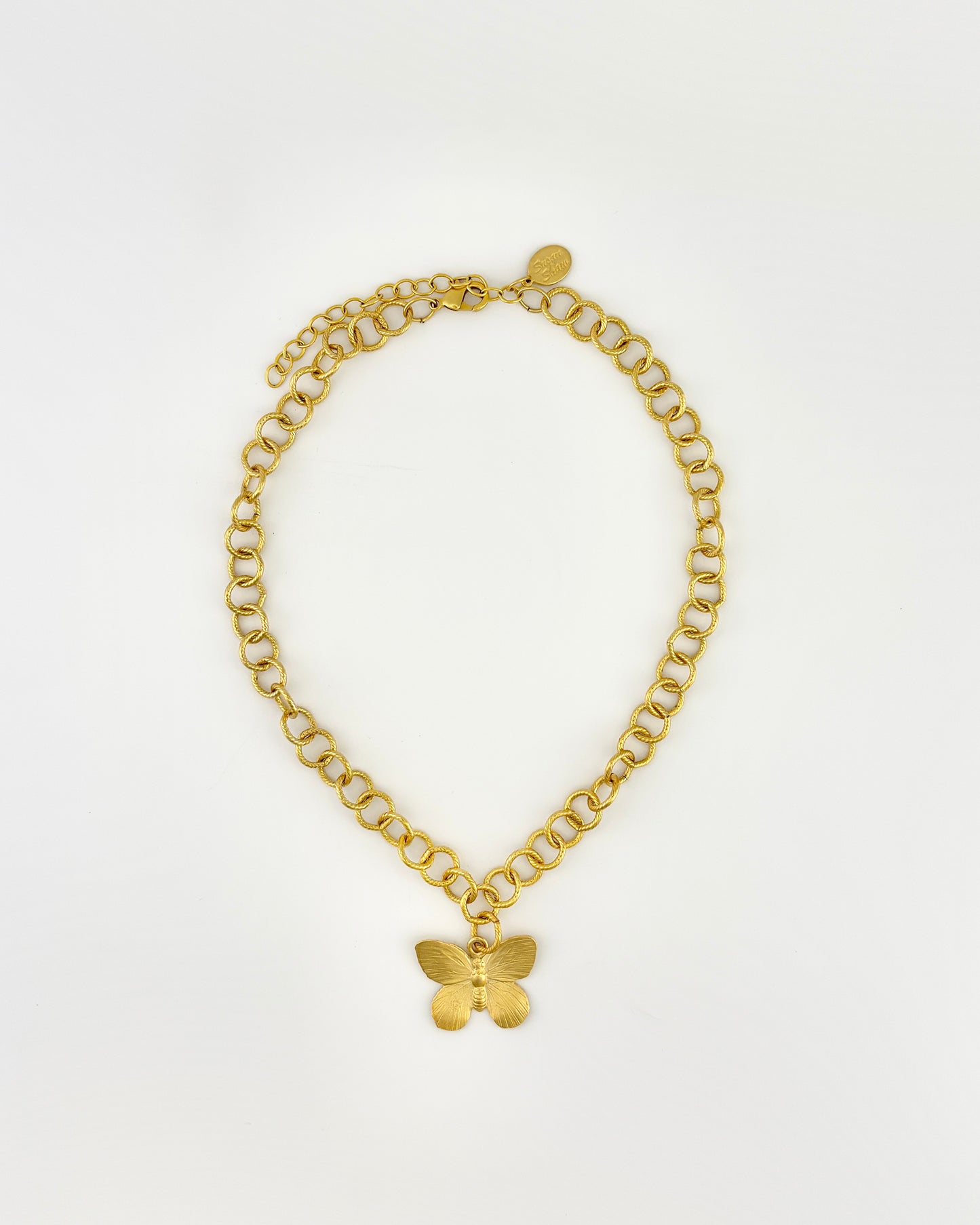 Susan Shaw Butterfly Gold Chain Link Necklace