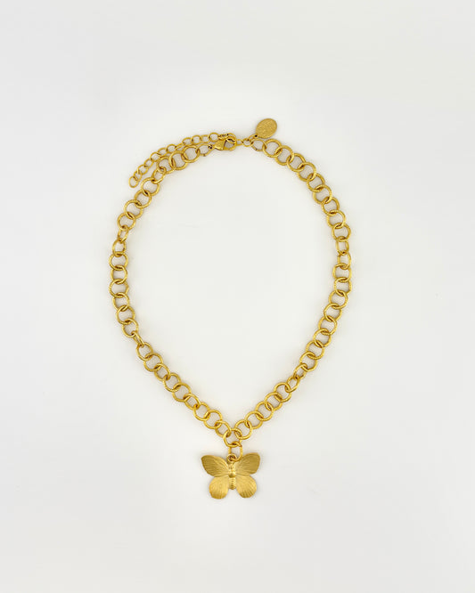 Susan Shaw Butterfly Gold Chain Link Necklace