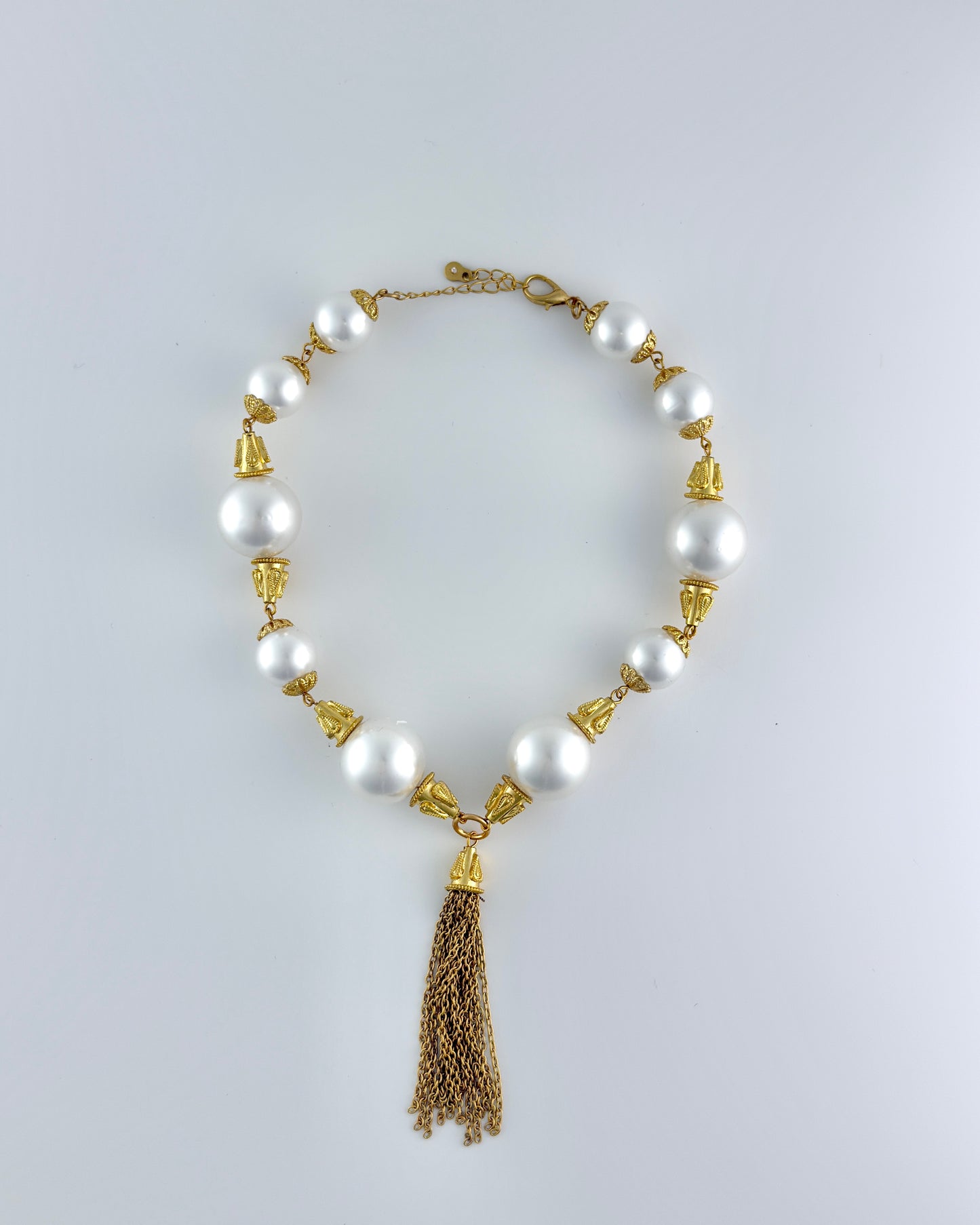 Chain Tassel Drop Pearl Choker