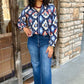 Navy Mix Print Top