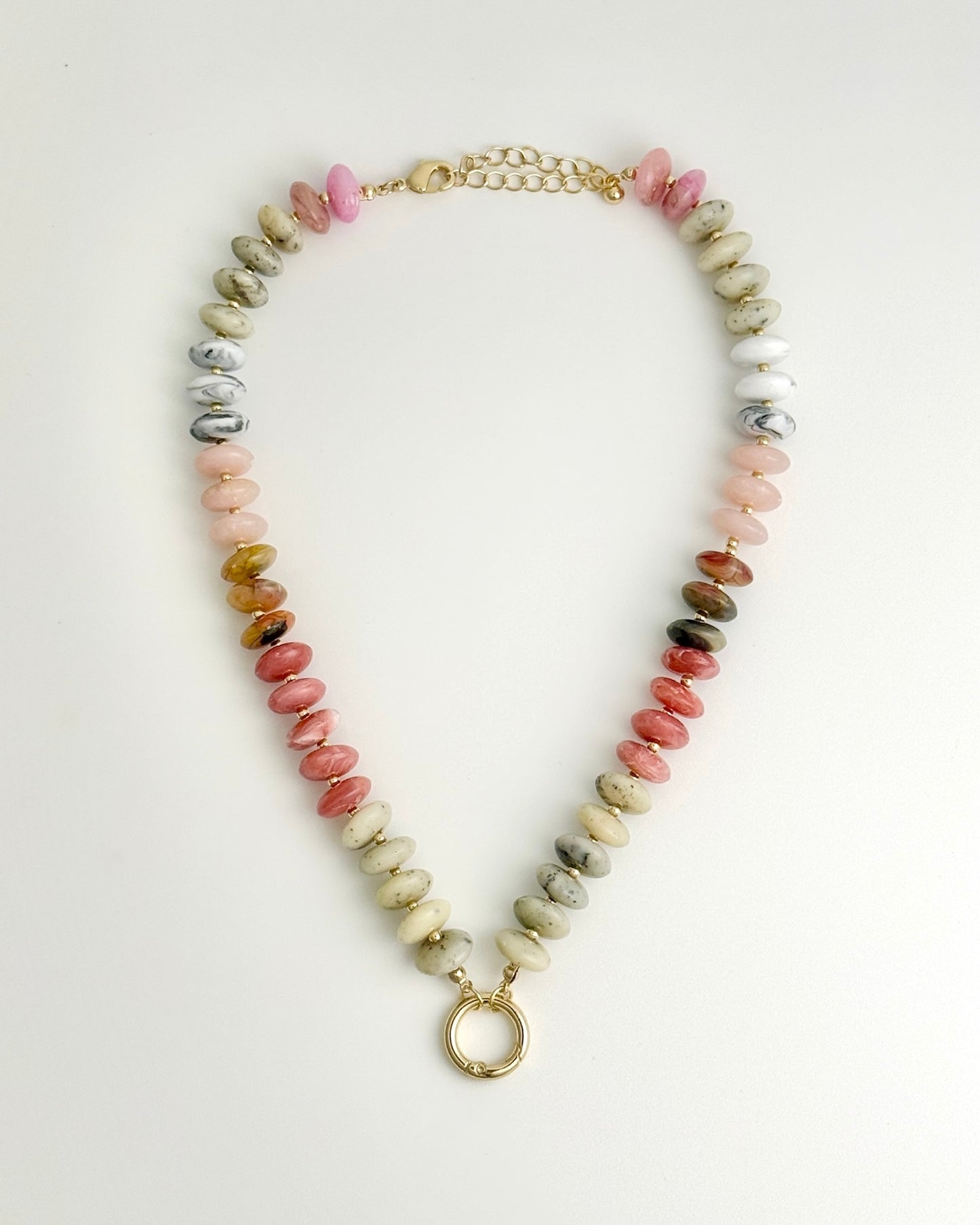 Marble Stone Necklace - Beige Multi