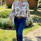 Scarlett Paisley Top - Ivory & Burgundy Mix