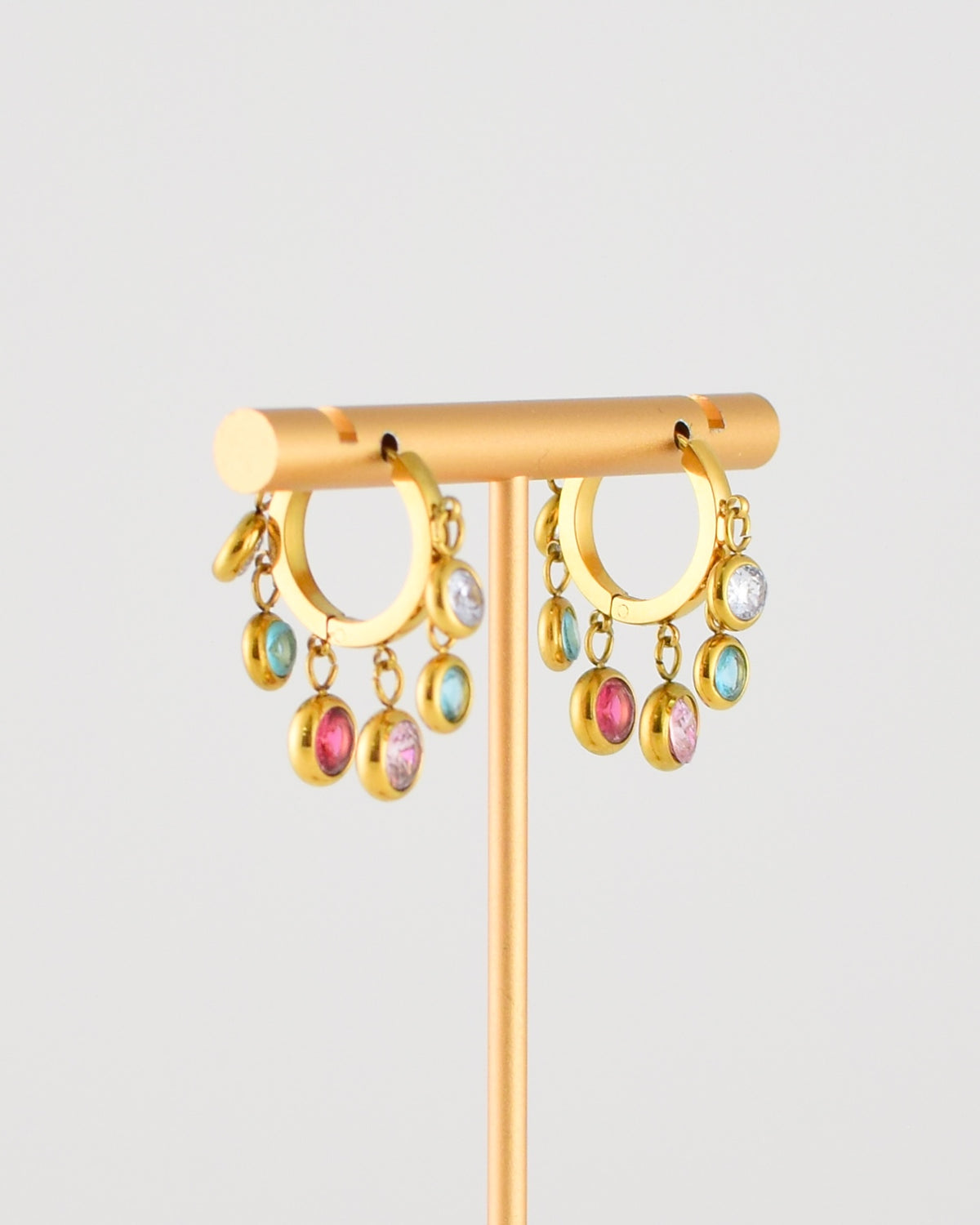 Round Crystal Charm Huggie Earrings