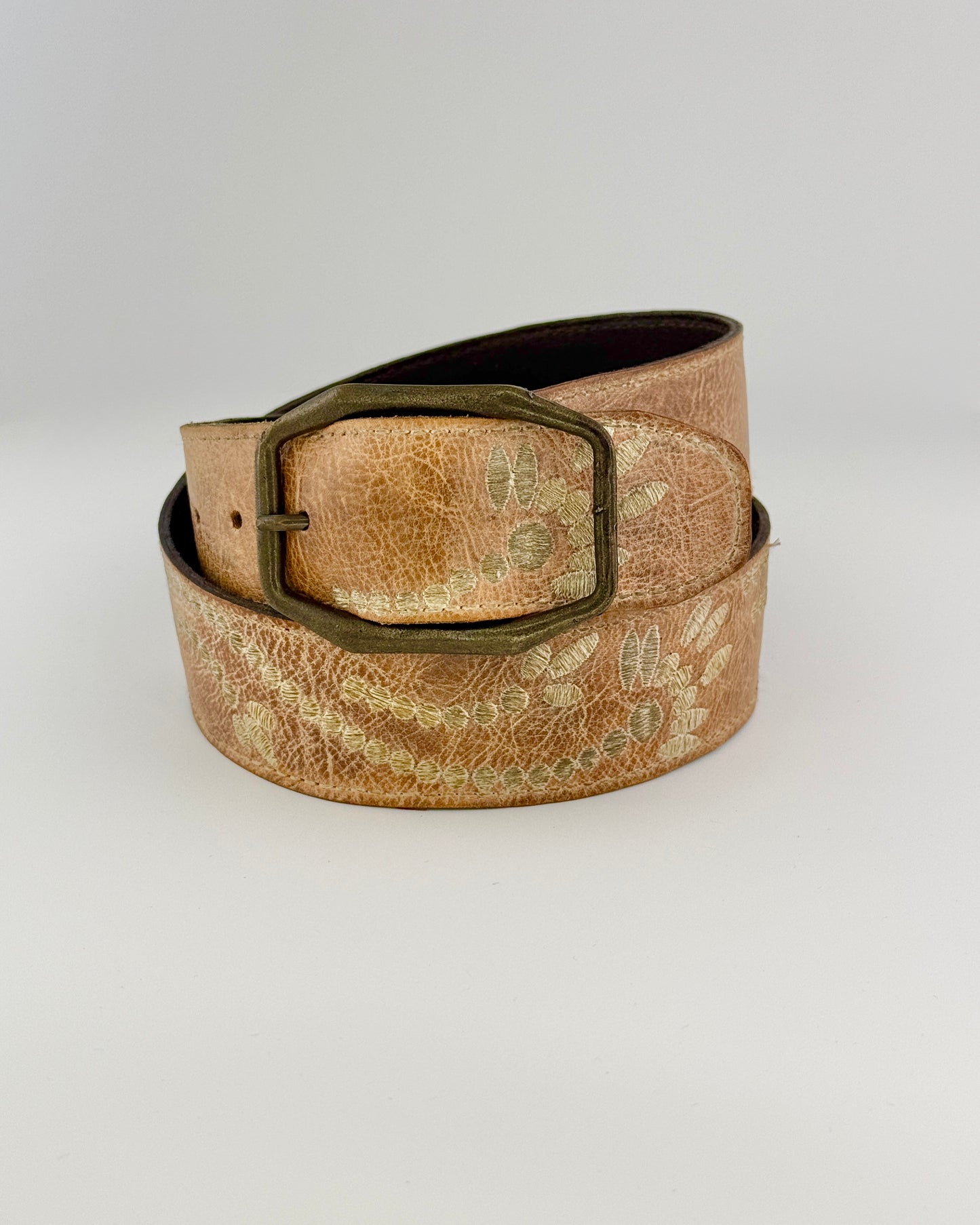 Tan Rustic With White Mohawk Leather Belt