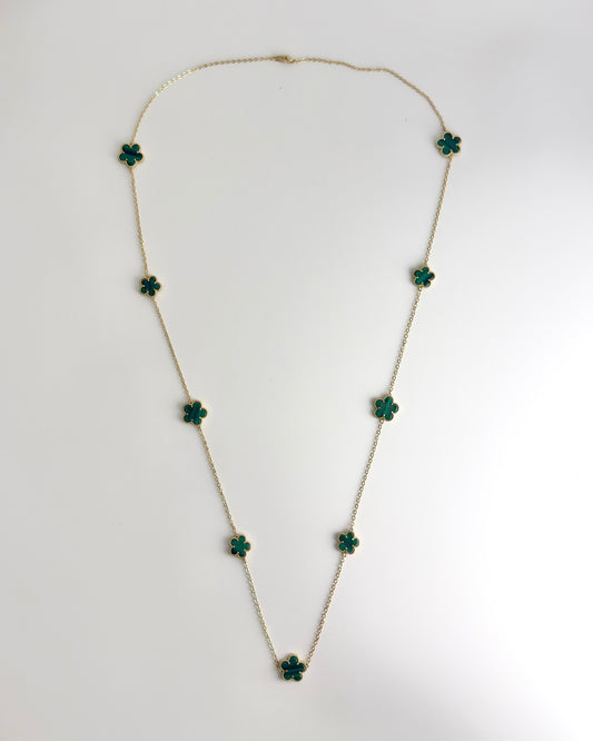 Gold Green Clover Necklace