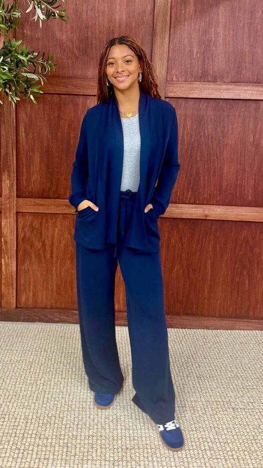 Brushed Pull On Pant - Navy
