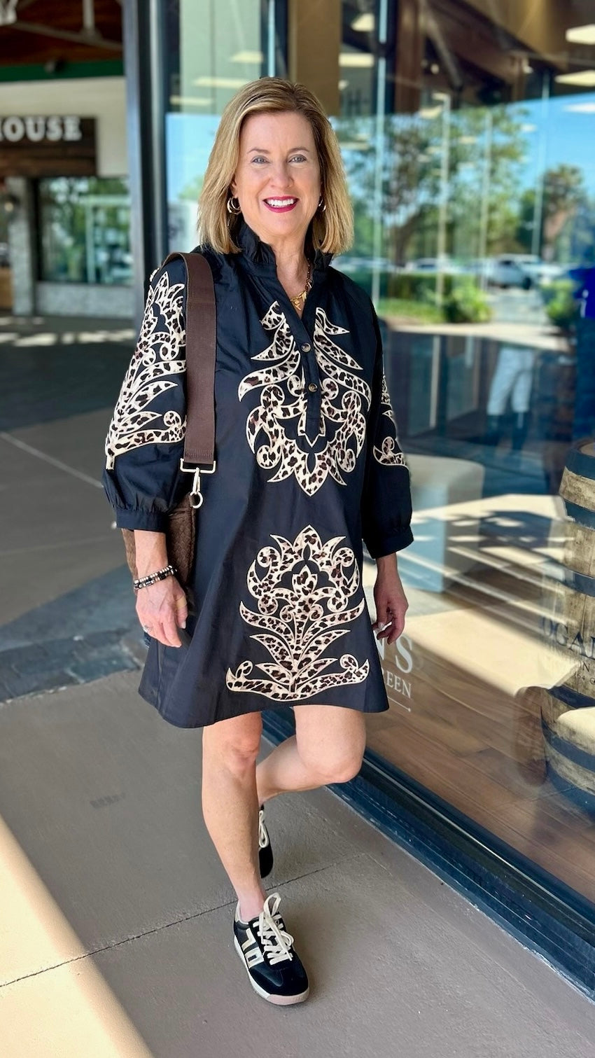 Animal Print Applique Dress