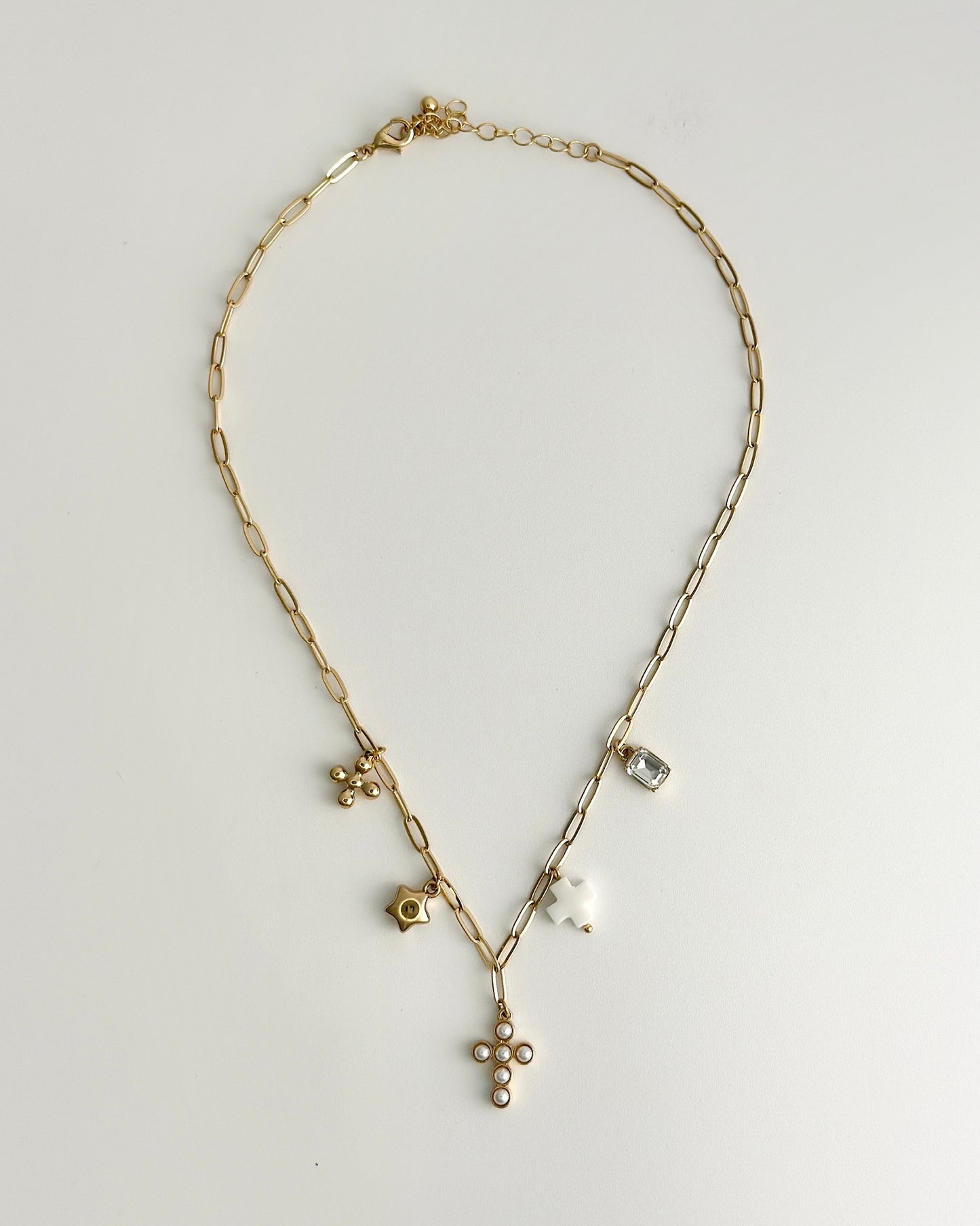 Gold Cross/Star Charm Necklace