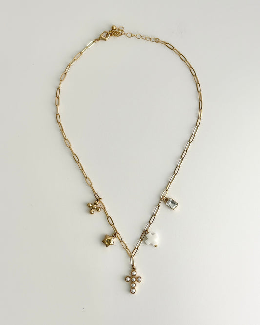 Gold Cross/Star Charm Necklace