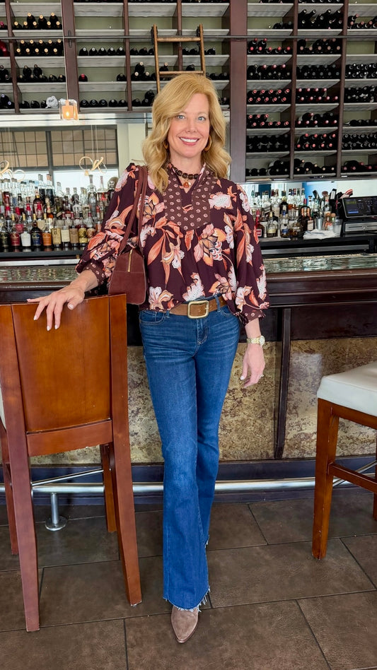 Tiffany Floral Top - Brown