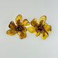 Resin Flower Statement Earrings - Brown