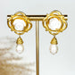 Susan Shaw White Rose & Pearl Drop Earrings
