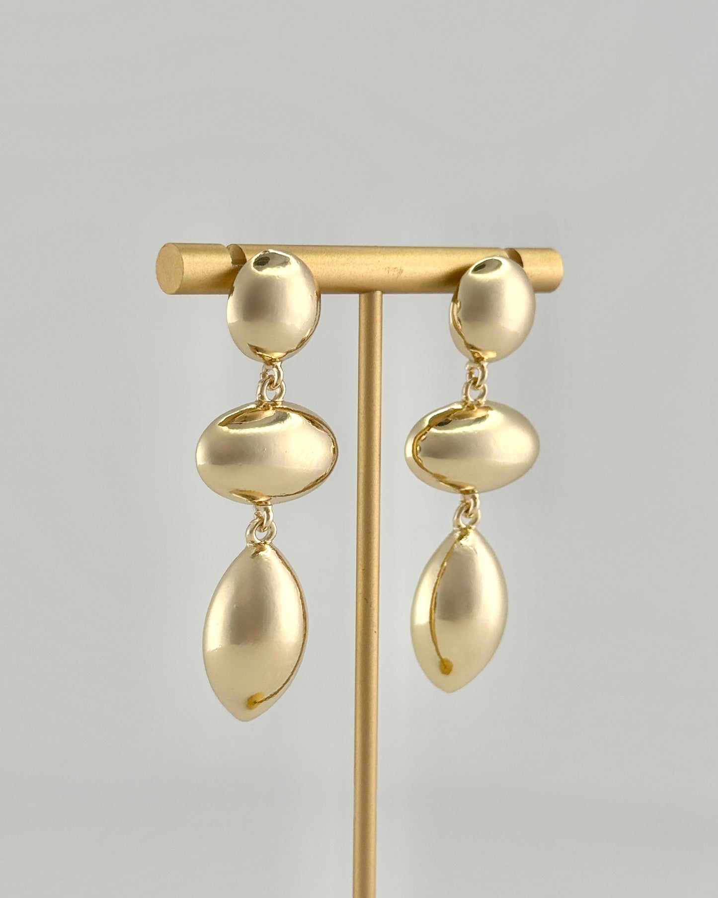 Gold Geometric Triple Drop Earrings