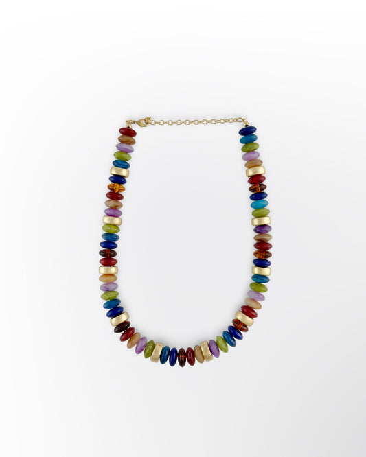 Wide Bead Necklace - Dark Multi