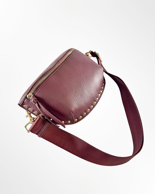 Fanny Pack With Studs - Burgundy