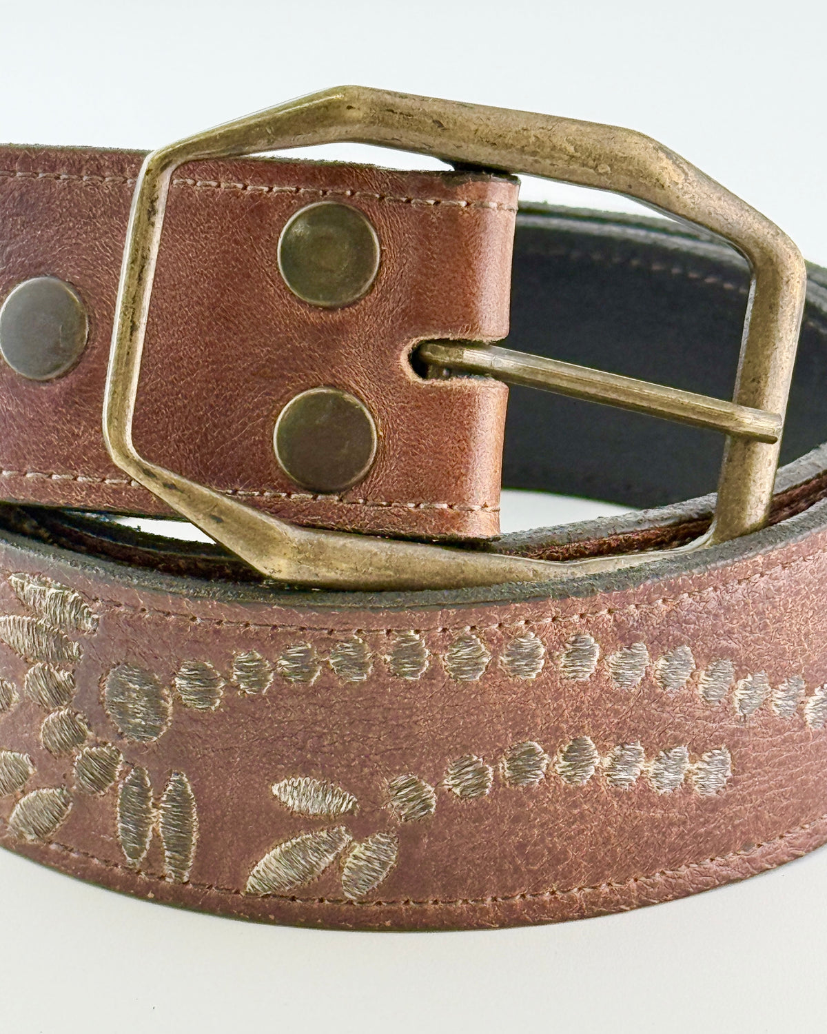 Teak Rustic Mohawk Leather Belt
