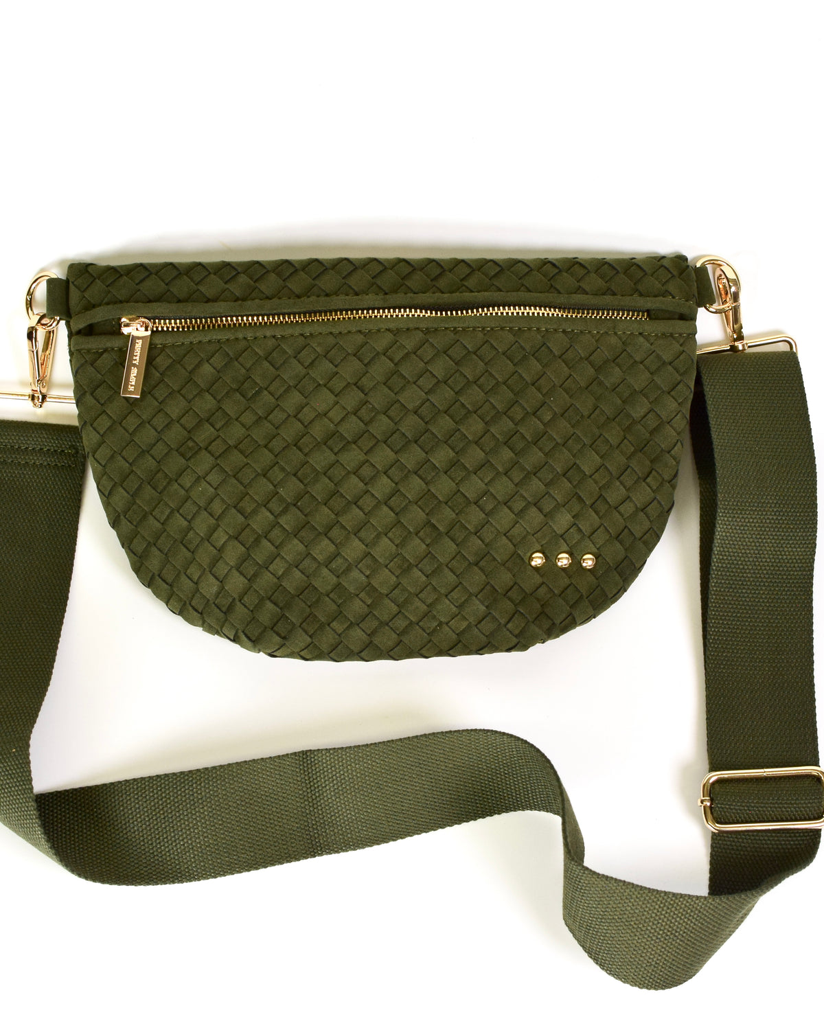 Suede Westlyn Woven Bum Bag - Olive