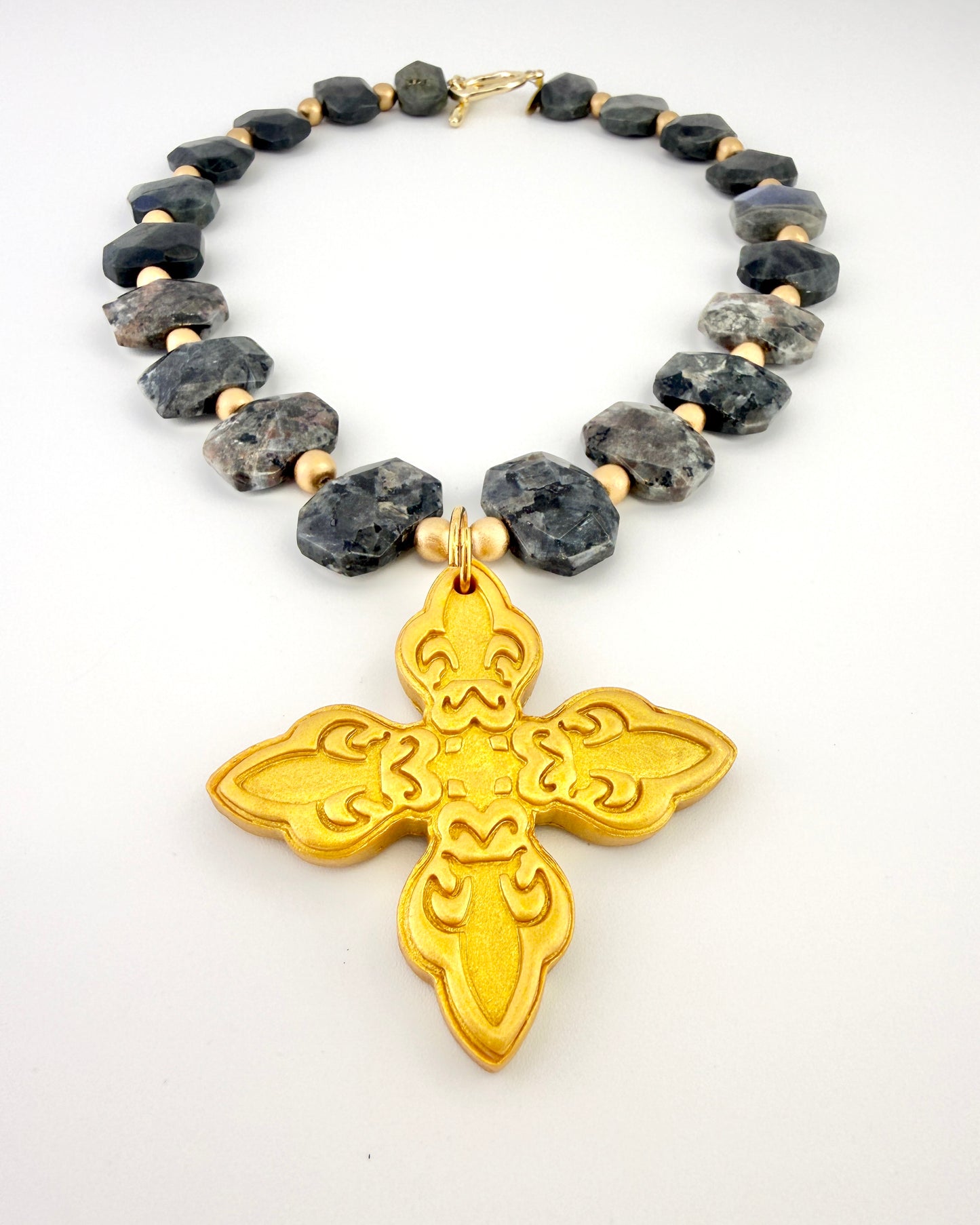 Smokey Labradorite Kait Cross Necklace