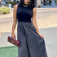 Polka Dot Sweater Top  Dress -Black