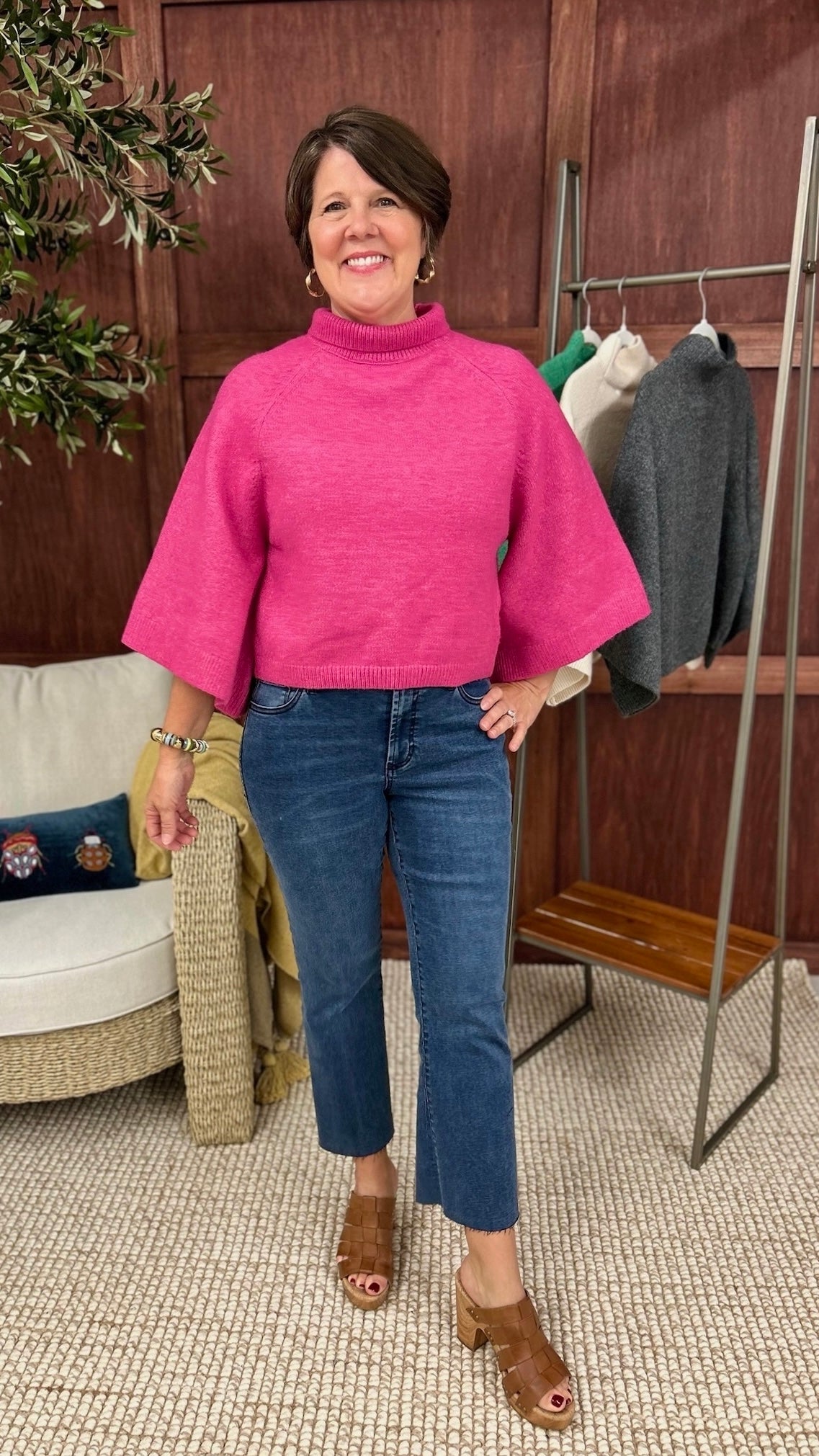 Evangeline Turtleneck Sweater - Fuchsia