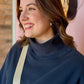 Navy Mock Neck Pullover