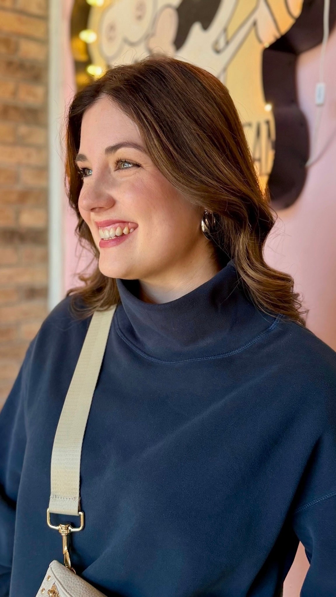Navy Mock Neck Pullover