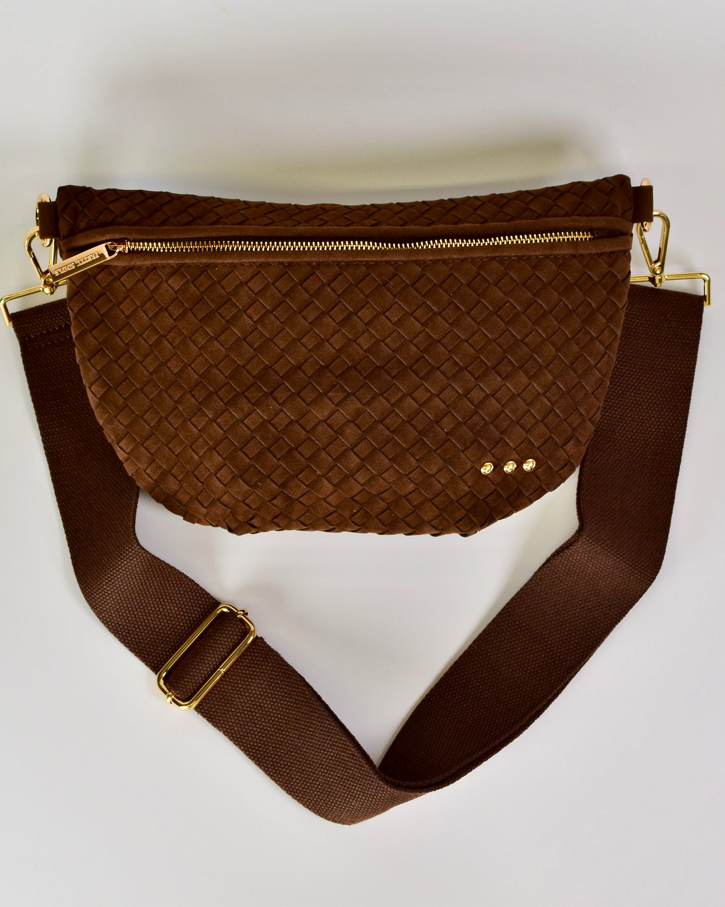 Suede Westlyn Woven Bum Bag - Chocolate