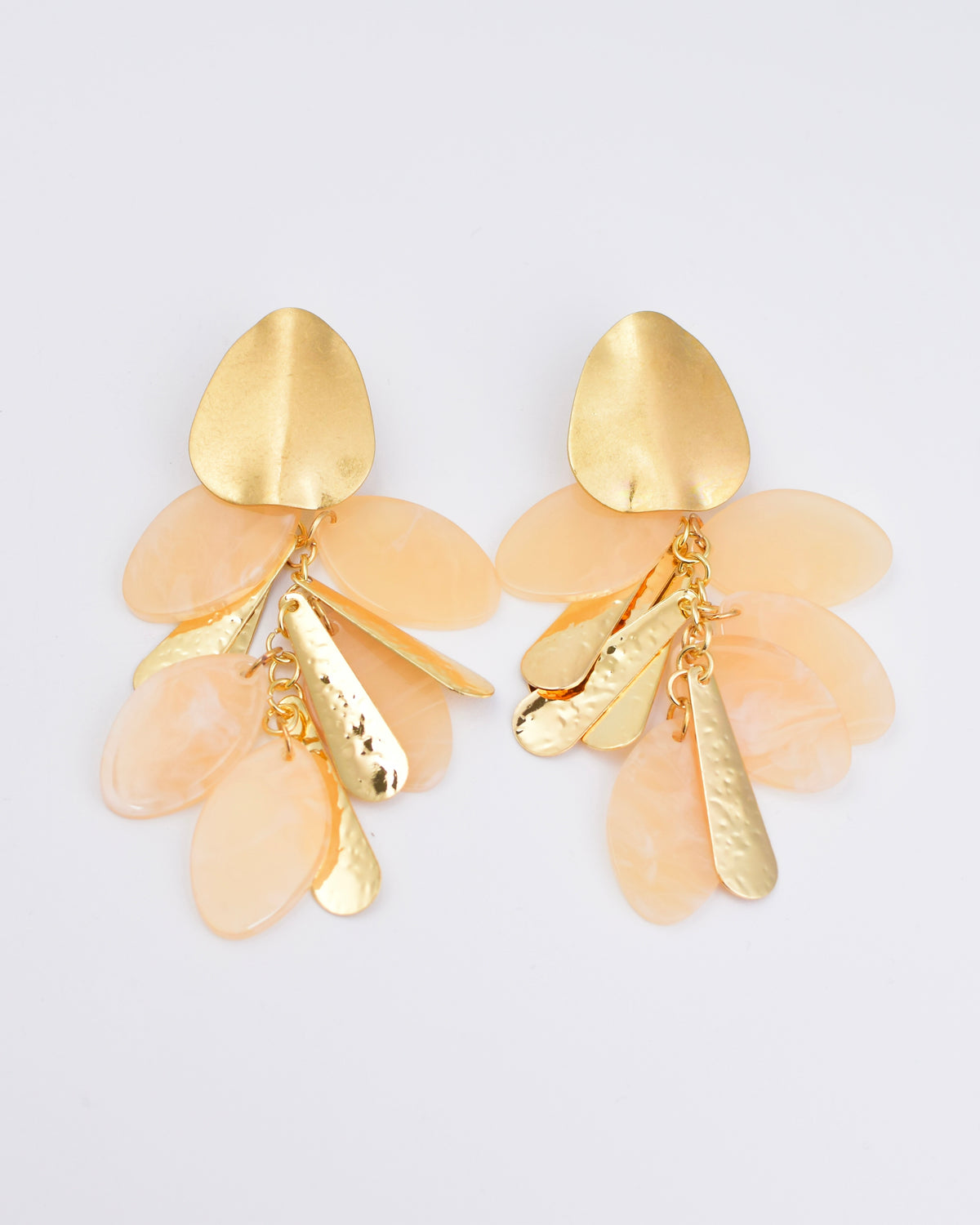 Hammered/Stone Earrings - Beige