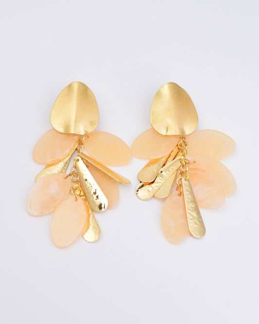 Hammered/Stone Earrings - Beige