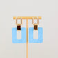 Square Gold & Resin Earrings - Ice Blue