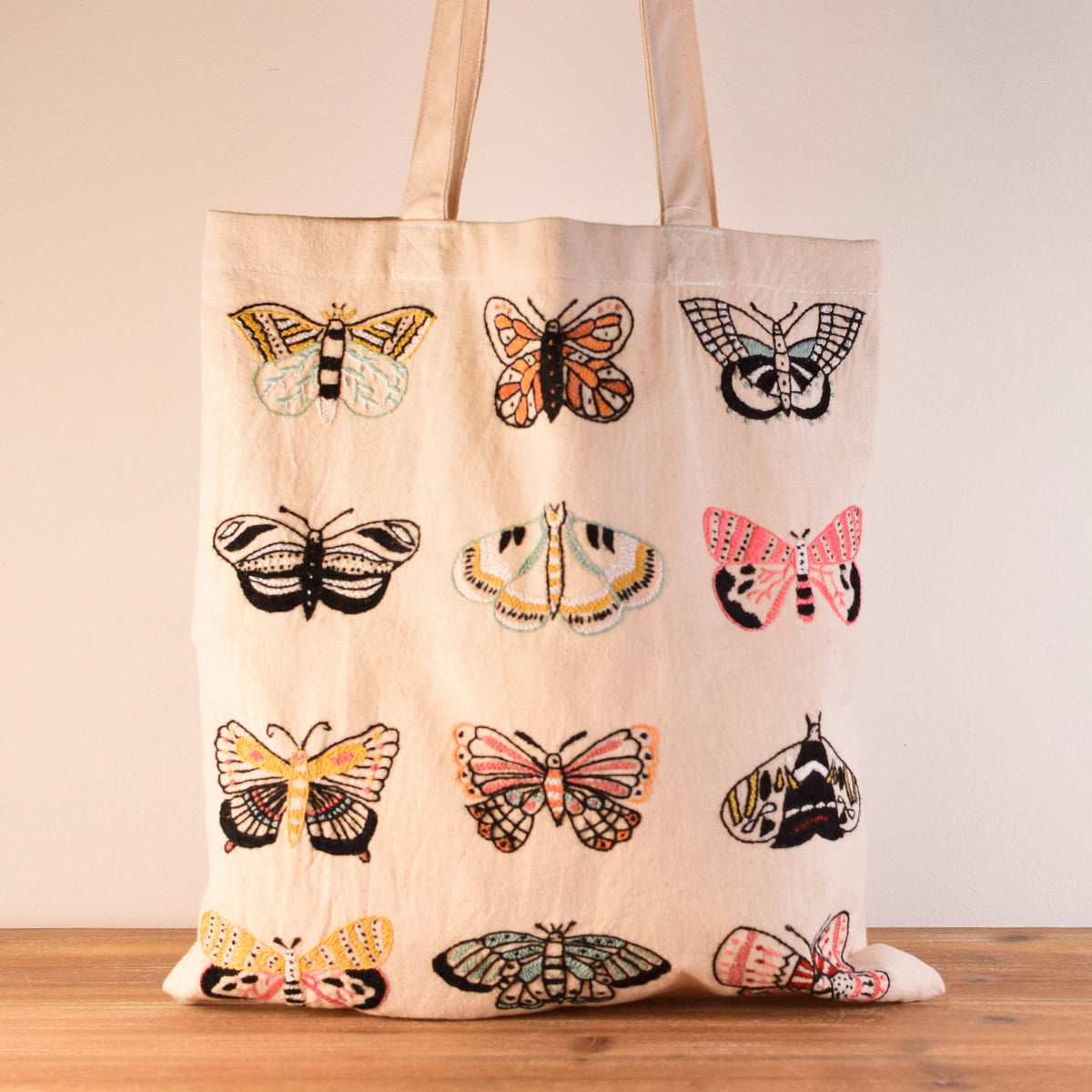 Flutter Butterfly Embroidered Tote