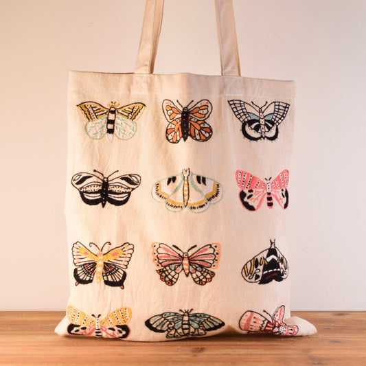 Flutter Butterfly Embroidered Tote