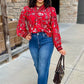 Red & Brown Floral Top
