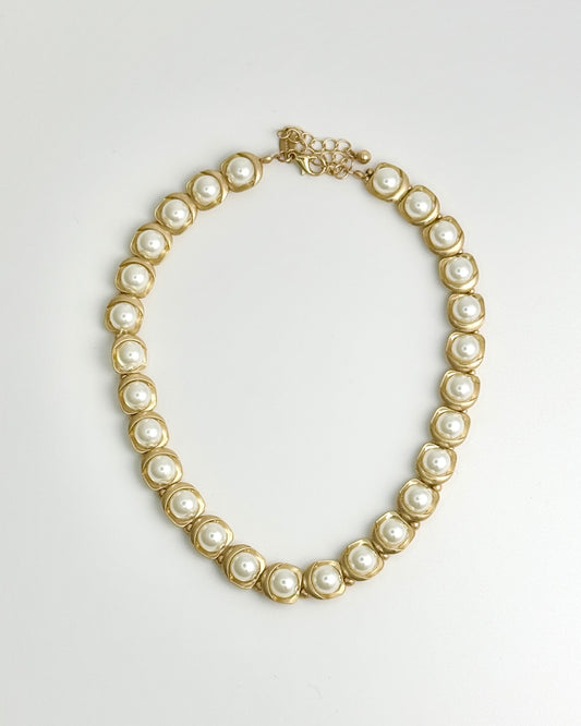 Circle & Coin Pearl Necklace