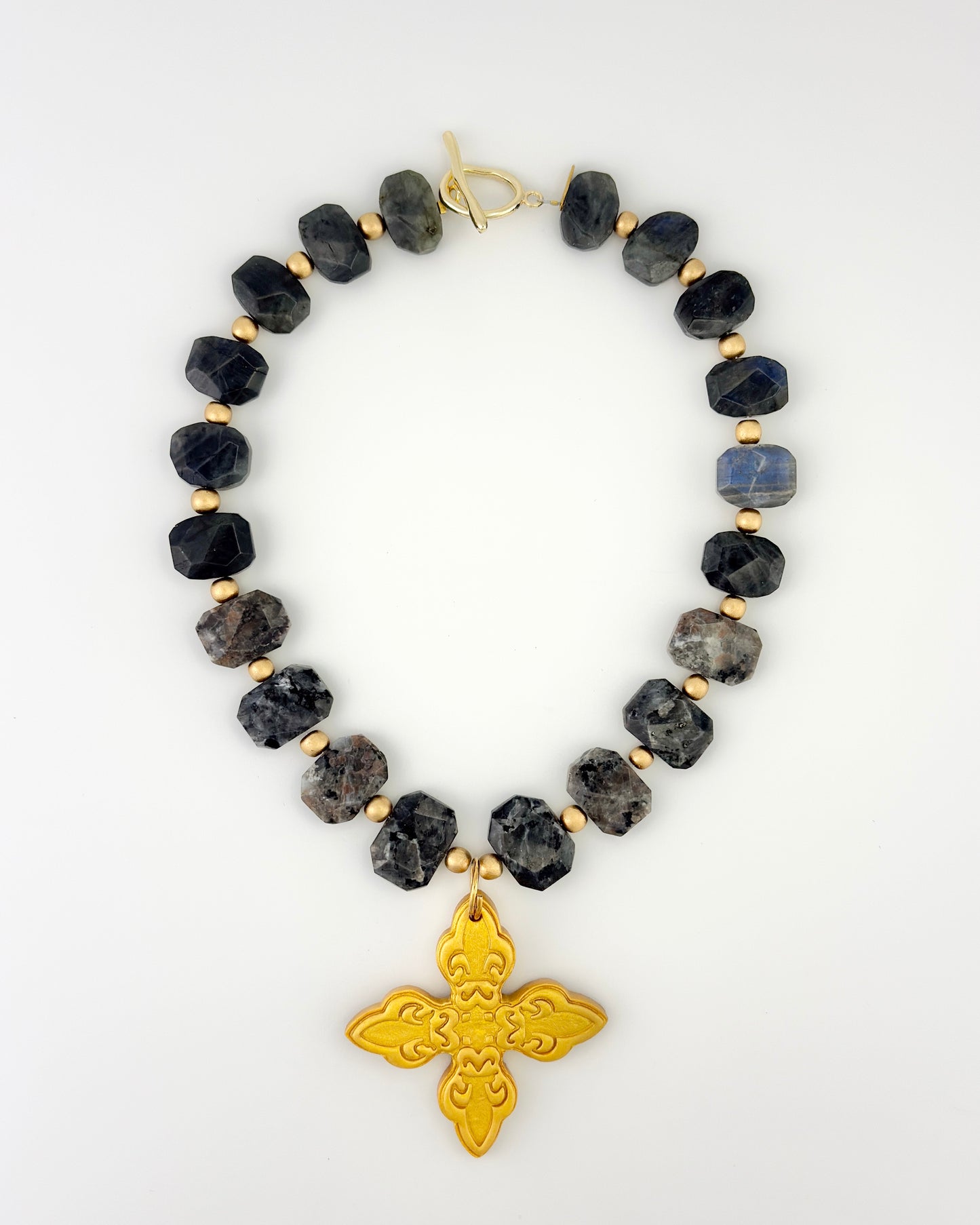 Smokey Labradorite Kait Cross Necklace