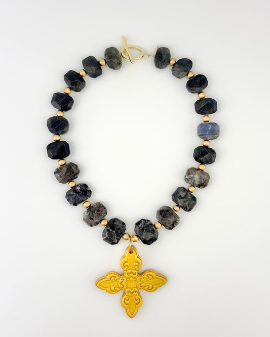Smokey Labradorite Kait Cross Necklace