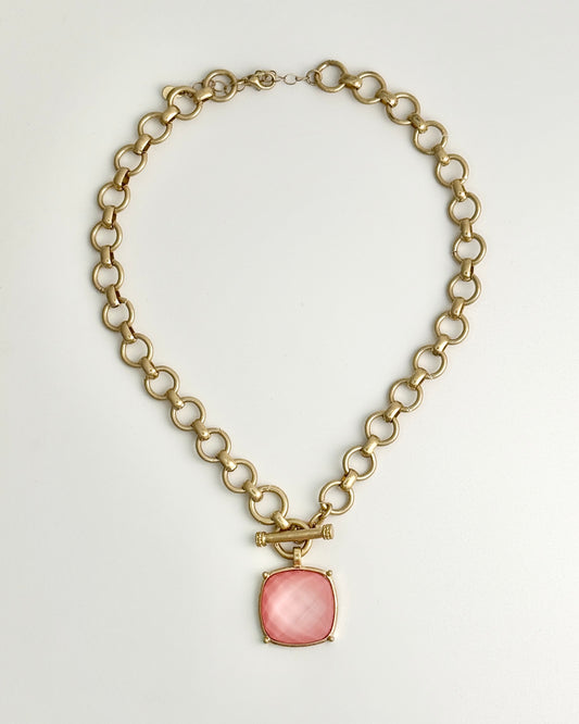 Gem Necklace - LT Pink