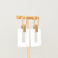 Square Gold & Resin Earrings - White