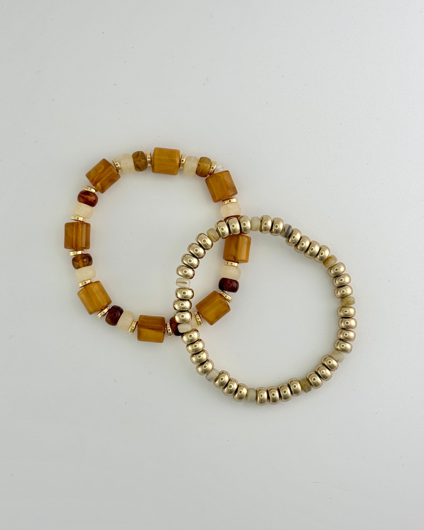 Set of 2 Tortoise & Gold Stretch Bracelet