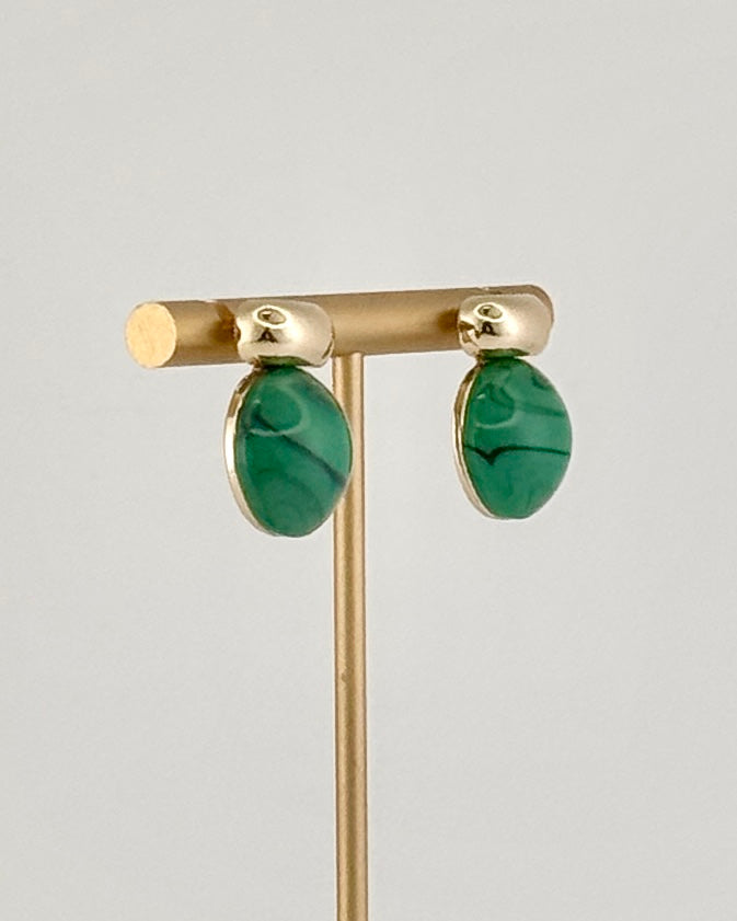 Resin Round Stud Earrings - Jade