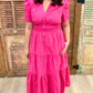 Sweet Smocked Tiered Maxi Dress - Pink