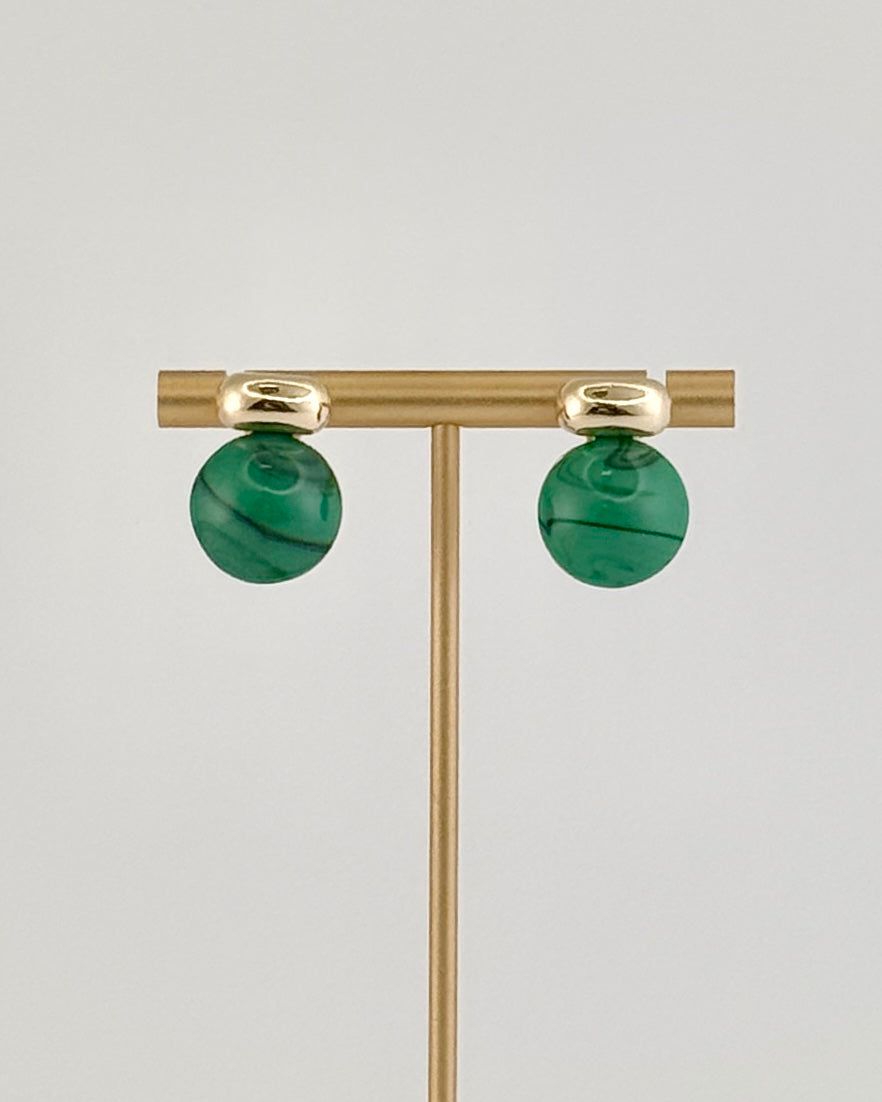 Resin Round Stud Earrings - Jade